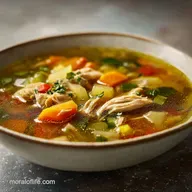 Chicken Vegetable Soup with Tender Shredded Chicken in 60 Minutes