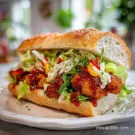 Crispy Chicken Caesar Sandwich with Chili to Choc Garlic Sauce for 4 Servings