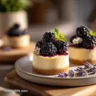 Mini Blackberry Lavender Cheesecakes with Silky Cream in 45 Minutes