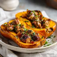Sausage Stuffed Butternut Squash: Roasted and Hearty