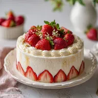 Strawberries Cream Cheesecake Cake with 12 Servings