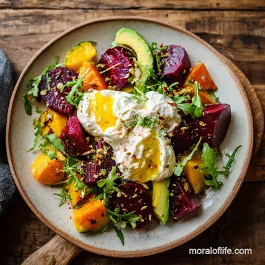 Roasted Beet Sweet Potato Salad for 4 Servings Recipe Card