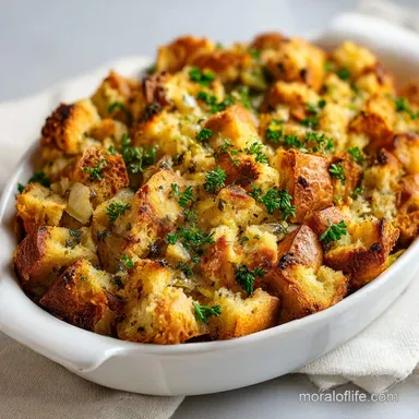 Bread Stuffing: Crispy Top & Velvety Center