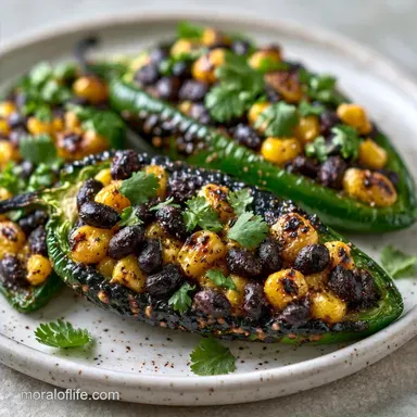 Stuffed Jalapenos with Black Beans