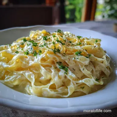 Cabbage Noodles Alfredo in 20 Minutes Recipe Card