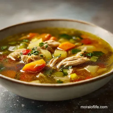Chicken Vegetable Soup with Tender Shredded Chicken in 60 Minutes