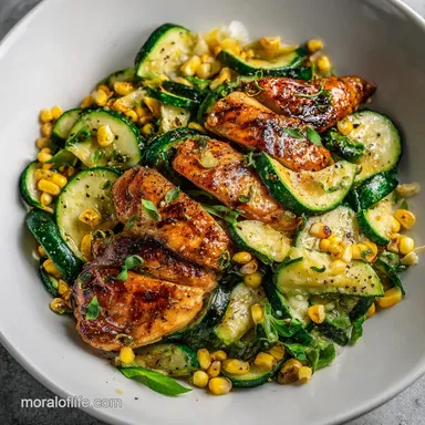 Chicken Zucchini Corn with Garlic Butter Recipe Card