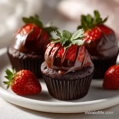 Chocolate Covered Strawberry Cupcakes for 12 Servings Recipe Card