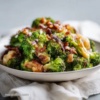 Broccoli Salad Recipe for 8 Servings with Crispy Bacon Recipe Card