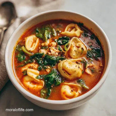 Fire Roasted Chicken Tortellini Soup for 6 Servings Recipe Card
