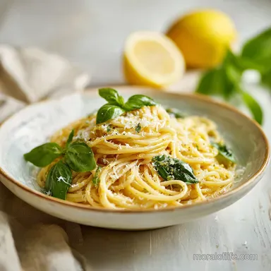 Lemon Pasta Recipe with Garlic Basil for 4