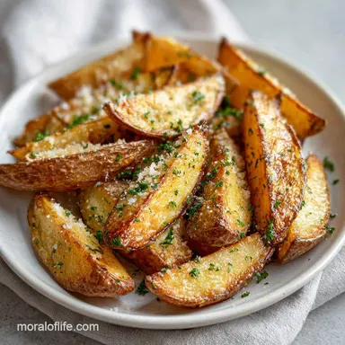 Garlic Parmesan Potato Wedges in 50 Minutes Recipe Card
