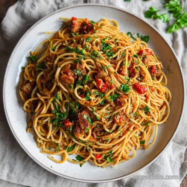Haitian Spaghetti with Hot Dogs in 30 Minutes Recipe Card