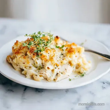 Chicken Noodle Casserole: A Creamy Bake for 8 Servings Recipe Card
