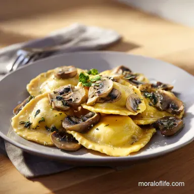 Mushroom Ravioli for 4 Servings Recipe Card