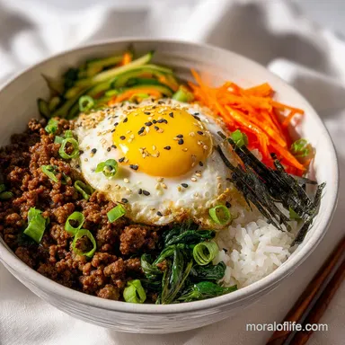 Korean Ground Beef Bowl for 4 Servings Recipe Card