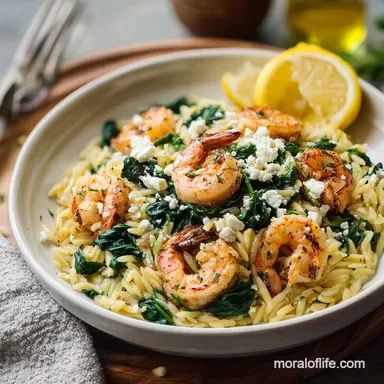 Shrimp Orzo Recipe with Feta for 4 Servings