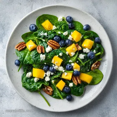 Mango Salad Spinach Blueberries: Feta Recipe Card