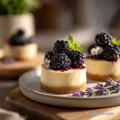 Mini Blackberry Lavender Cheesecakes with Silky Cream in 45 Minutes