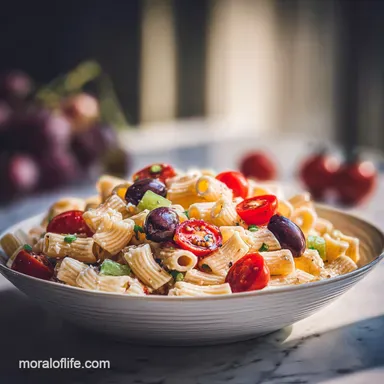 Nutrition Facts Pasta Salad - Healthy & Zesty Recipe Recipe Card