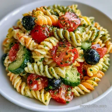 Pasta Salad For A Crowd for 12 Servings Recipe Card