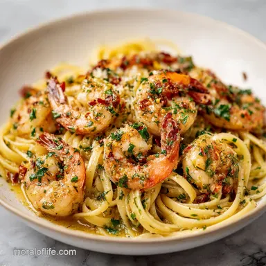 Garlic Shrimp with Zucchini Ribbons in 20 Mins Recipe Card