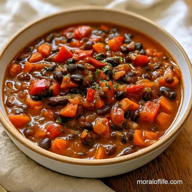 Vegetarian Black Bean Soup for 6 Servings Recipe Card