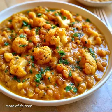 Cauliflower Lentil Curry for 6 Servings Recipe Card