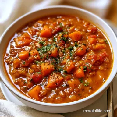 Slow Cooker Lentil Soup for 8 Servings Recipe Card