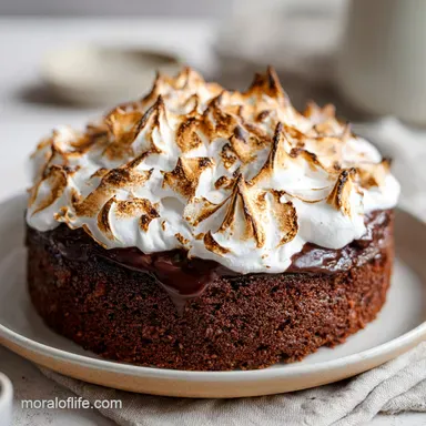 Smores Chocolate Cake with Toasted Meringue in 65 Minutes Recipe Card
