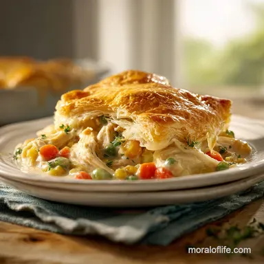Paula Deen Chicken Pot Pie with Puff Pastry for 6 Servings Recipe Card