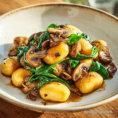 Spinach Mushroom Gnocchi in 25 Minutes: Creamy and Crispy Recipe Card