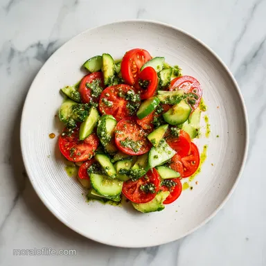 Tomato Cucumber Avocado Salad: 15 Min Recipe Card