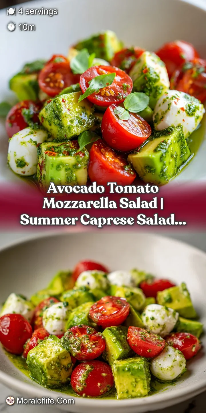 Macro shot of glossy green pesto dripping over creamy avocado and bright red tomato slices with soft white mozzarella.