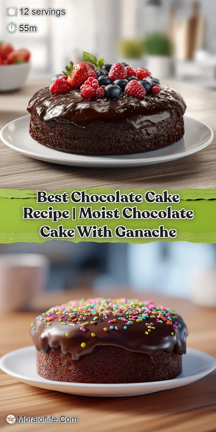 Close-up of luscious chocolate ganache dripping down a dark chocolate cake slice.