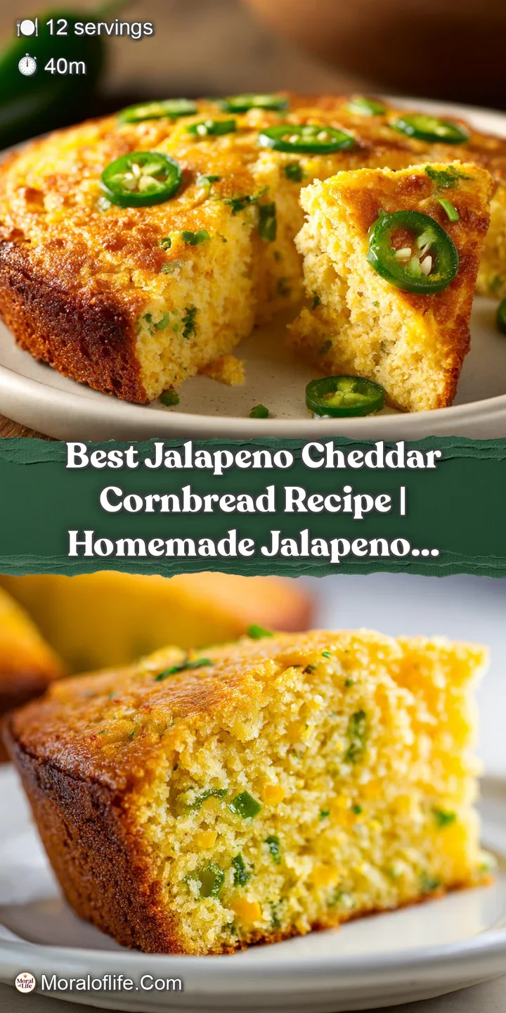 Close-up of steaming jalapeno cornbread; visible steam, bright green flecks, and golden crumb. Hints of melted butter crea...