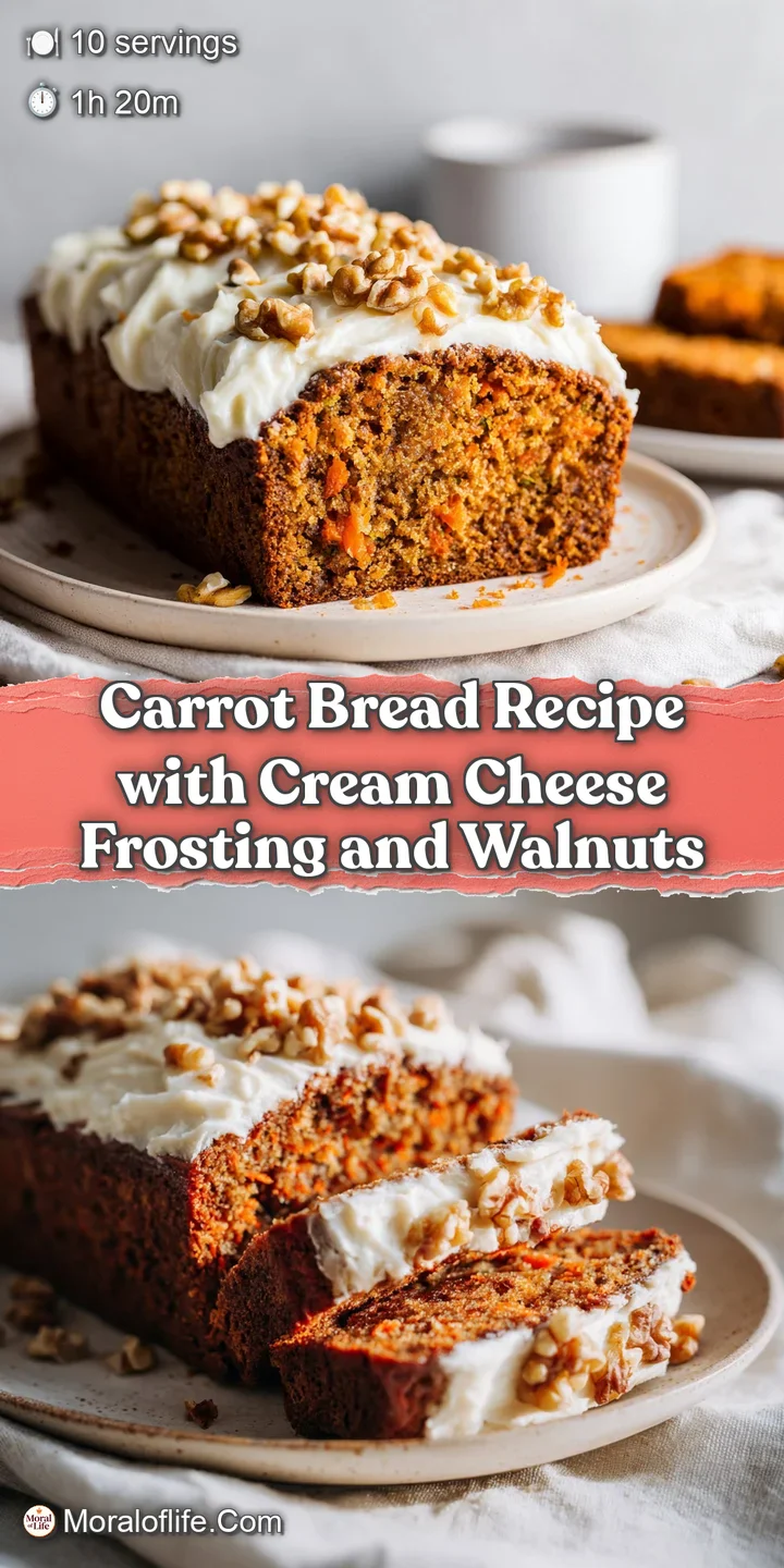 Close-up of a fork-tender carrot bread slice, showcasing its soft crumb and luscious, smooth cream cheese frosting