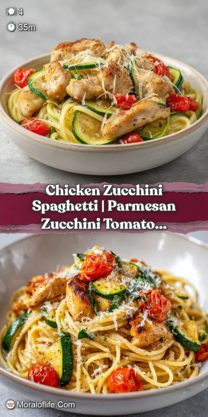 Close-up of glistening, tender chicken chunks nestled among tender green spirals with a sprinkle of fresh herbs.