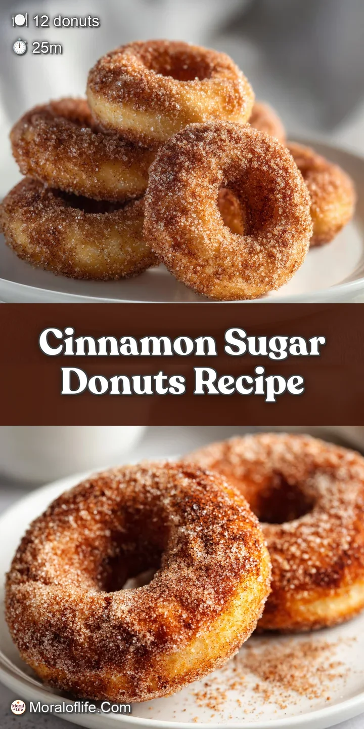 Up-close, a cinnamon donut showcases its sugary coating and slightly cracked exterior, promising a warm, sweet bite.