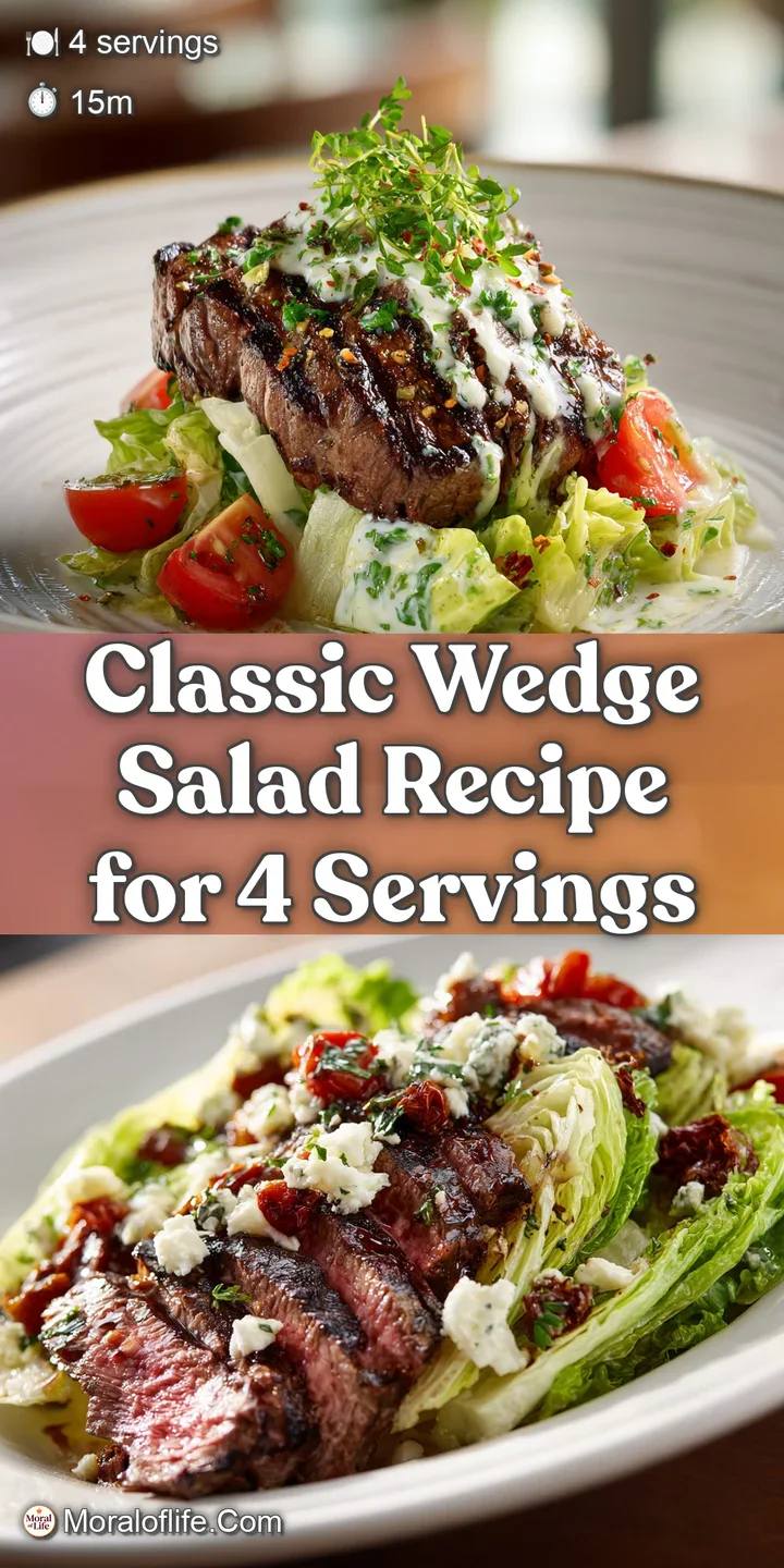 Close-up of a wedge salad showcasing creamy blue cheese dressing clinging to crisp lettuce, with bits of crumbled bacon an...