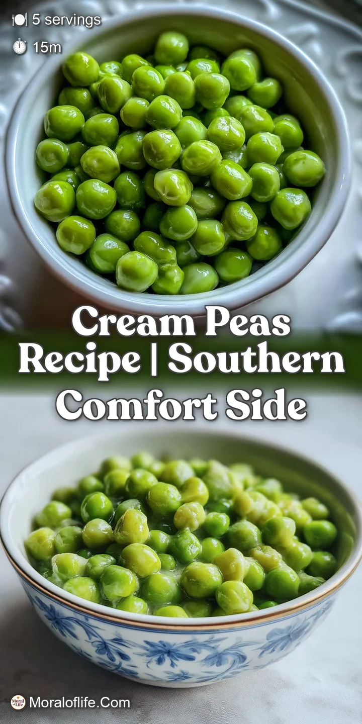 Close-up of luscious creamed peas. Swirls of cream create a velvety texture. Glistening surface and vibrant green evoke fr...