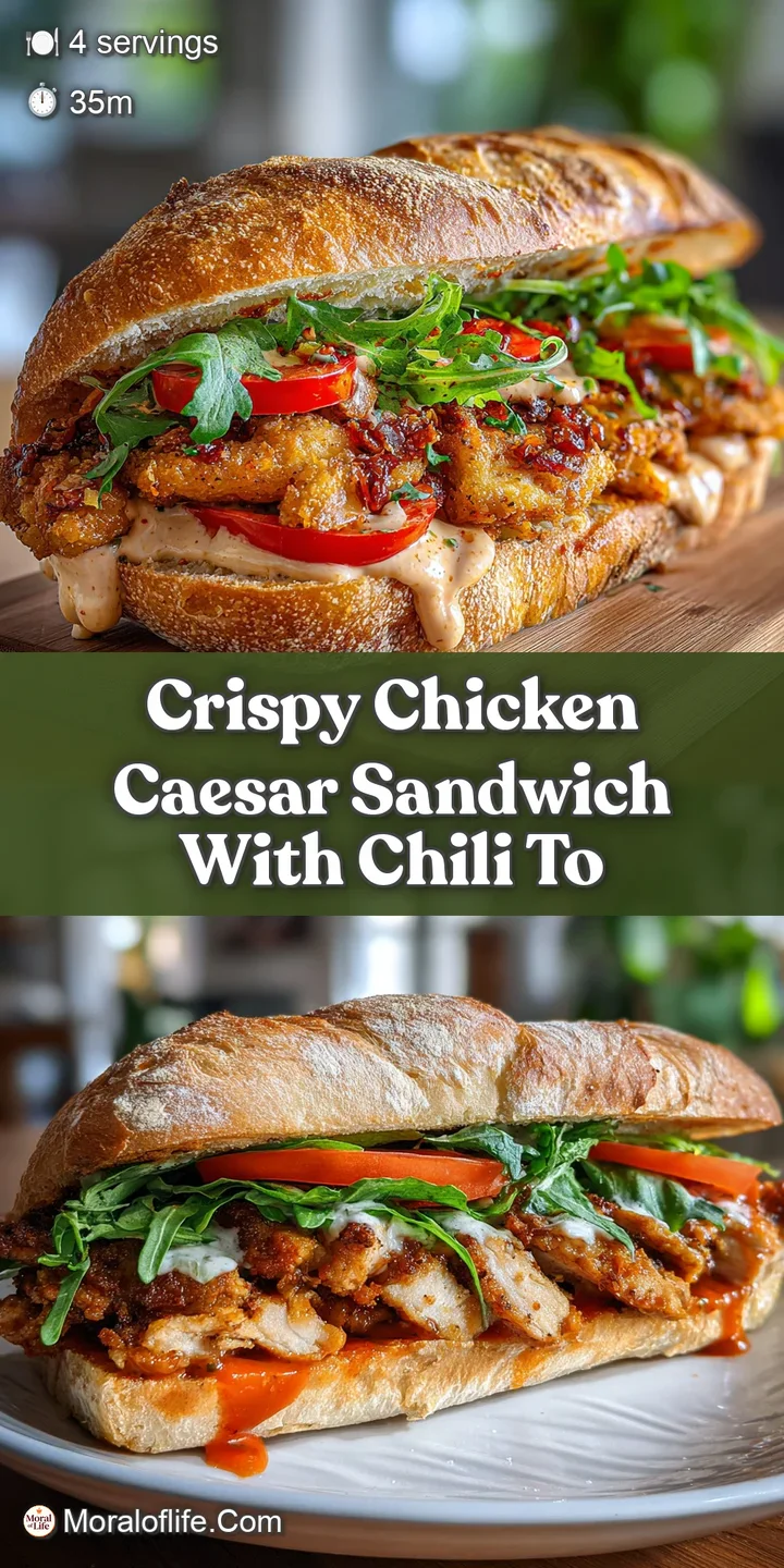 Close-up reveals the crispy, golden-brown chicken, fresh green lettuce, and creamy sauce. A symphony of textures in every ...