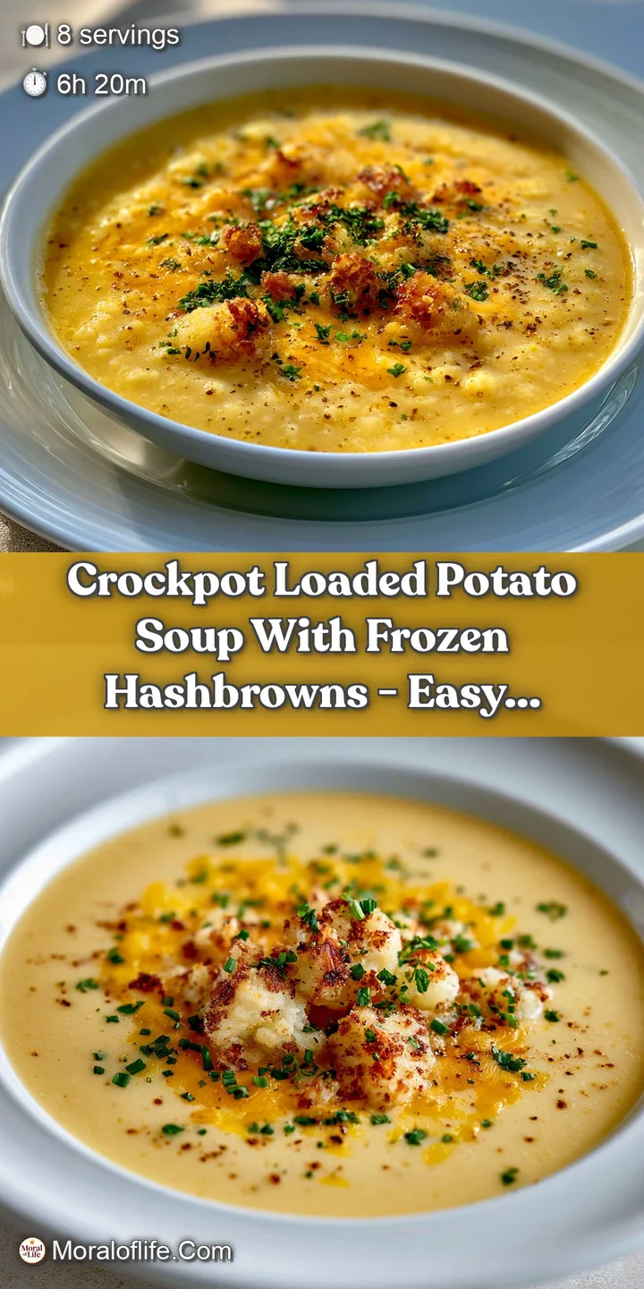 Macro shot of velvety white soup with golden-brown crispy potato bits and steam rising from the warm surface.