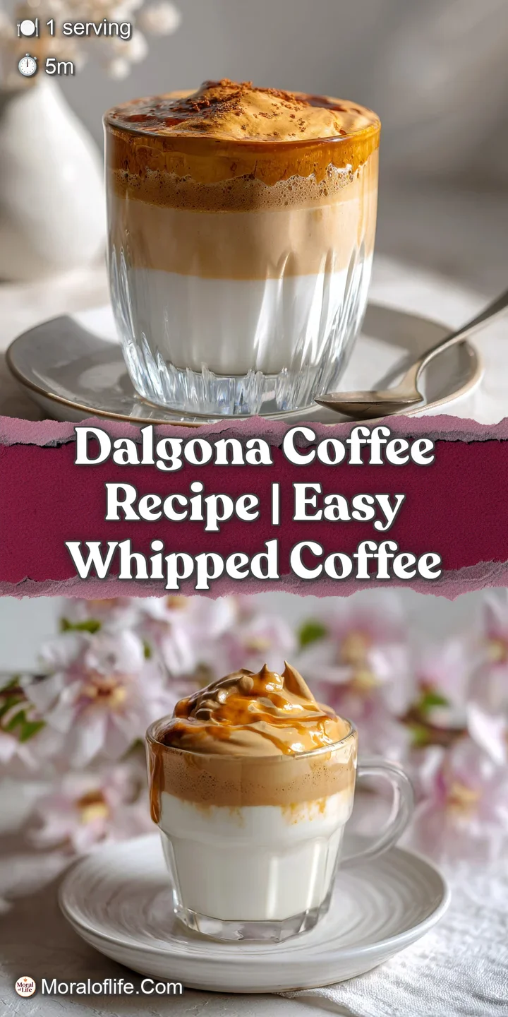 Close-up of a luscious dalgona coffee showing the airy, cloud-like texture of the whipped topping and cool milk underneath.