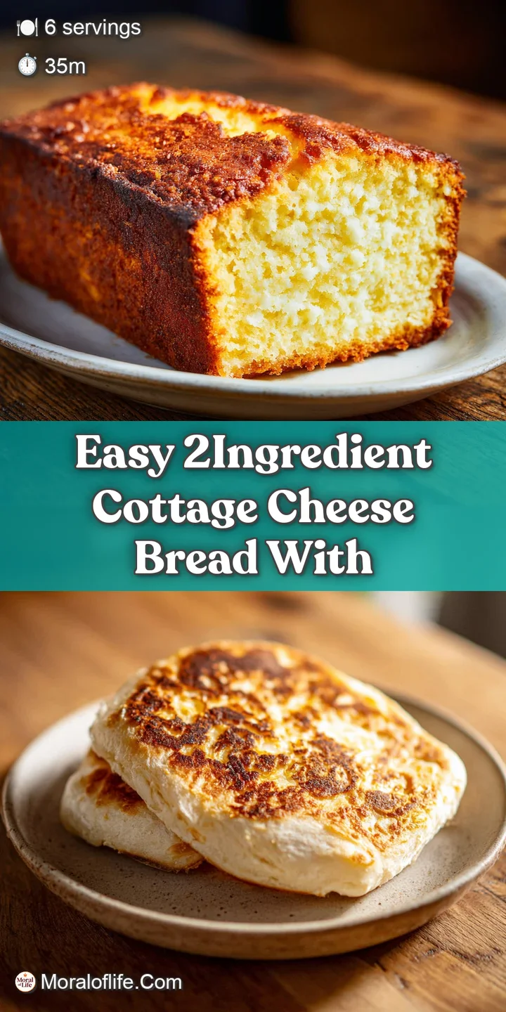 Close-up of cottage cheese bread showing a bubbly, golden-brown crust and an airy, soft crumb texture. Appealing warmth an...