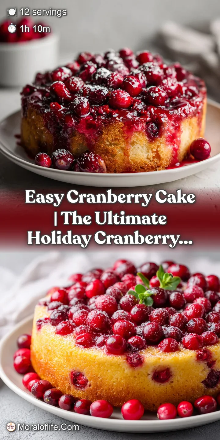 Close-up of a moist cranberry cake slice showcasing a soft crumb and tart red berry bursts.