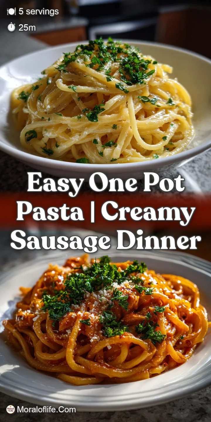 Close-up of bubbling creamy pasta, savory sausage visible, textures of pasta and sauce enticing and warm, ready to eat.