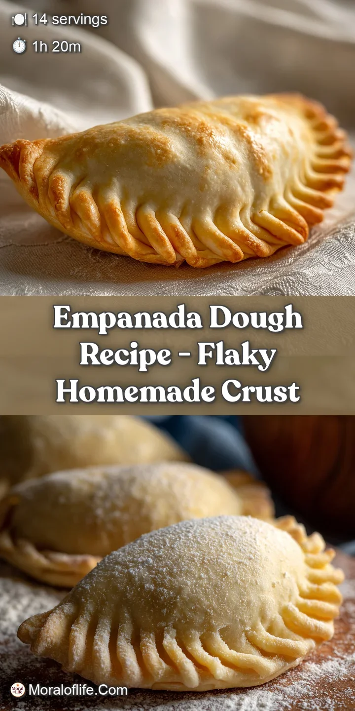 Close-up of a flaky, golden empanada crust. Hints of a savory filling peek through a small opening. Warm, inviting texture.