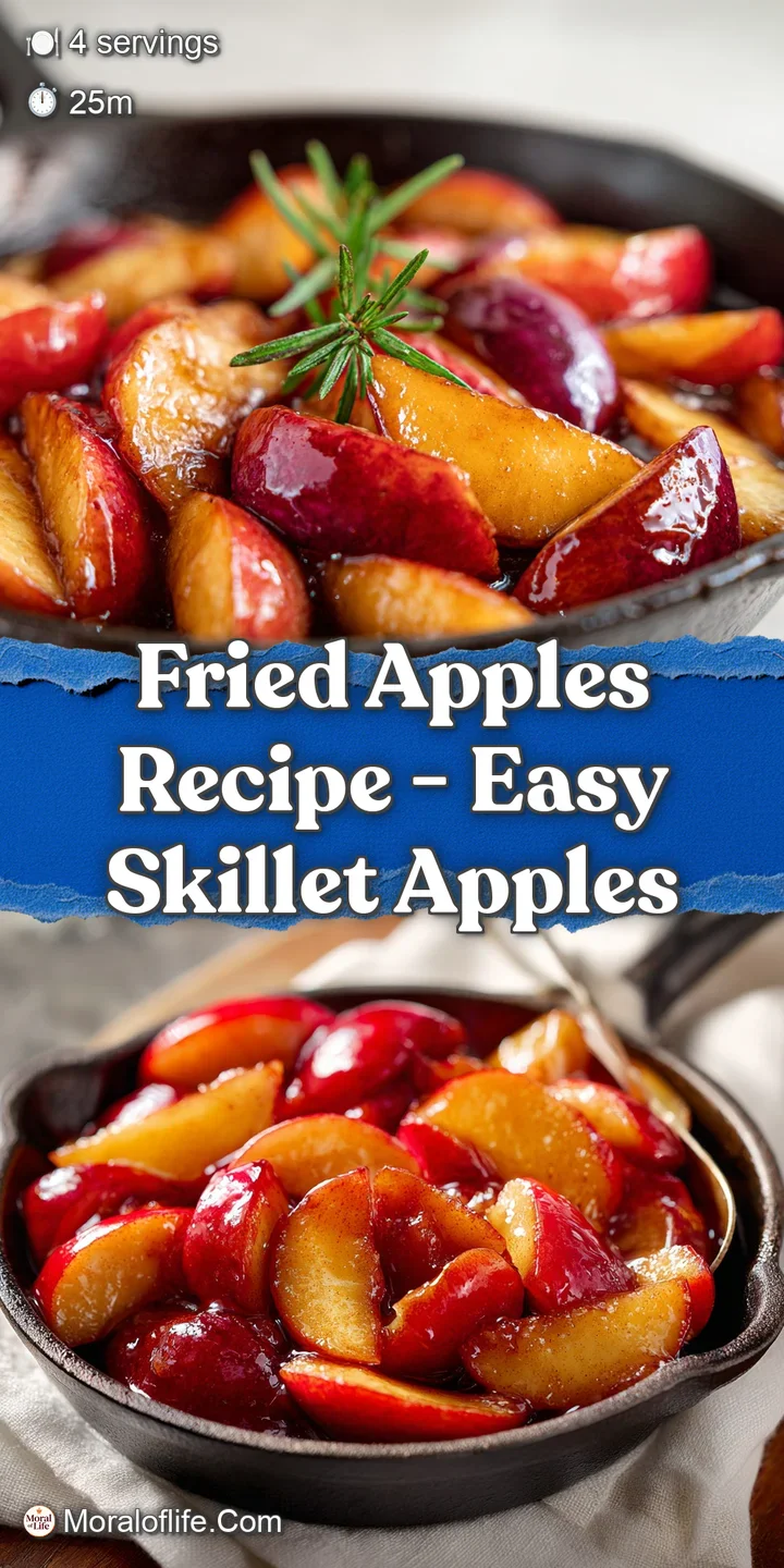 Close-up of tender fried apples, caramelized and glistening with syrup, highlighting the soft texture and warm hues.