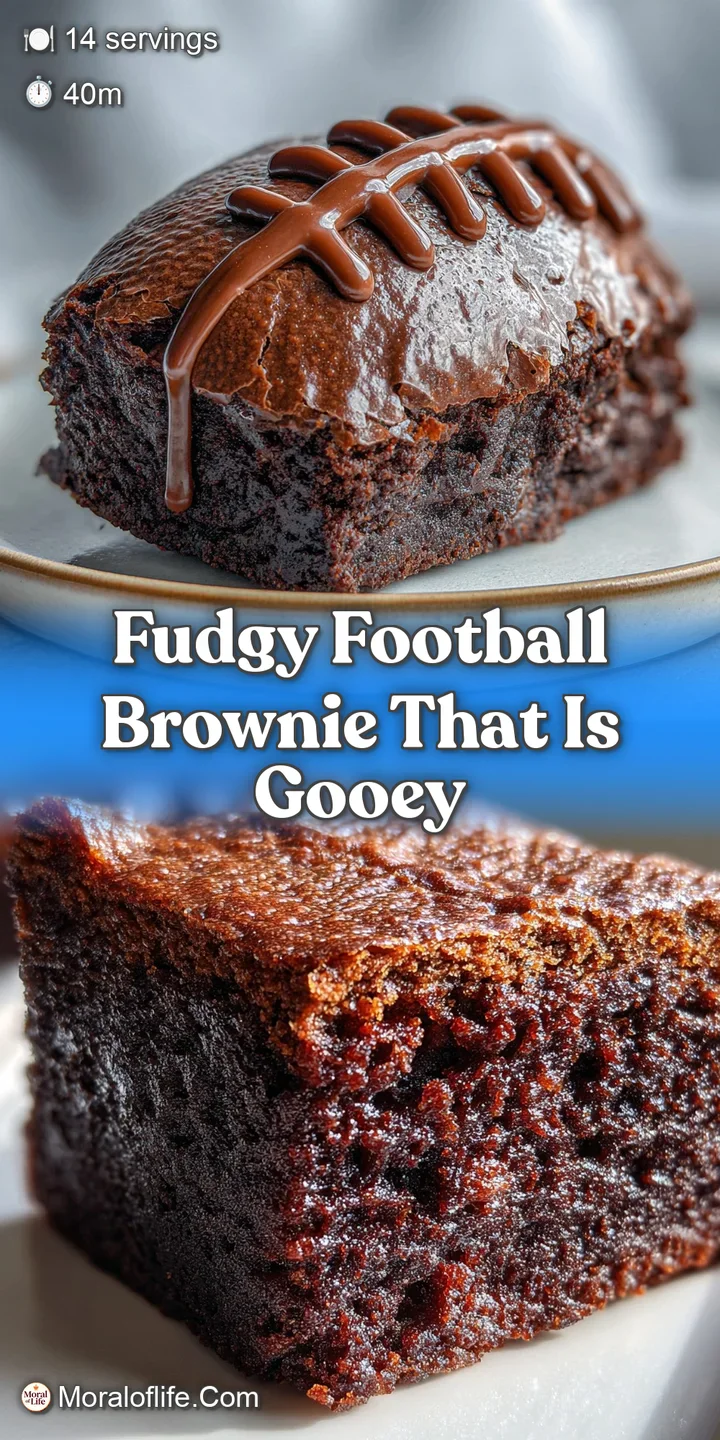 Close-up of a rich, dark brownie with a slightly cracked top, revealing a gooey center and sweet white icing details.